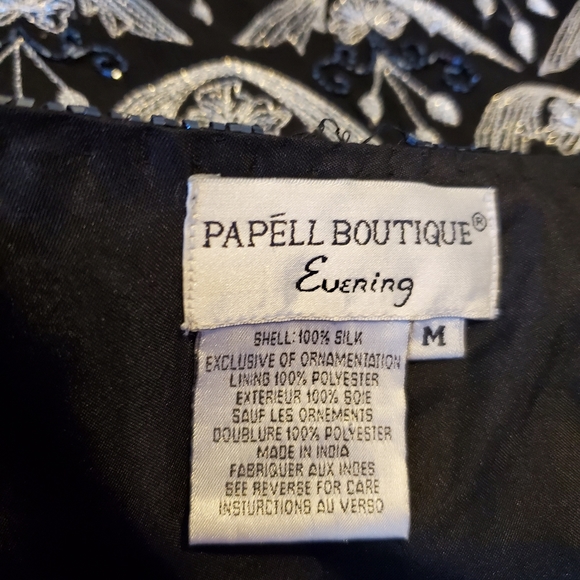 Papell Boutique evening sequence floral 100% silk blazer/jacket B2 - Picture 3 of 13